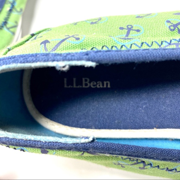 L.L. Bean Green Blue canvas nautical slip-on 9 - Picture 2 of 7